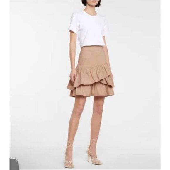 Veronica Beard Jeans Noha Flared Ruffle T-Shirt Mini Dress stretch cotton ruffle - Picture 1 of 11
